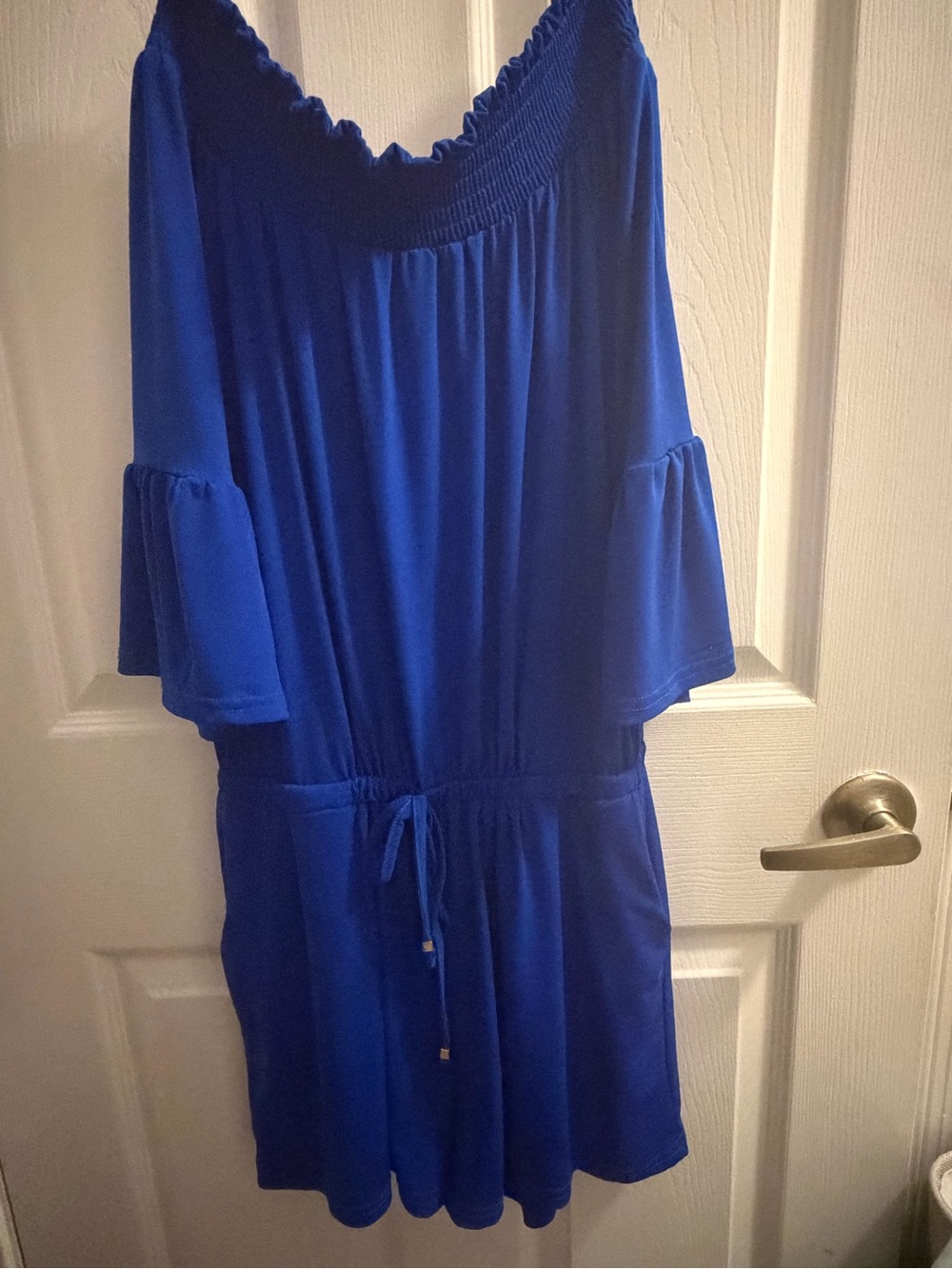 Cupio Royal Blue Off-Shoulder Romper